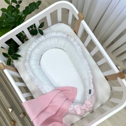 Protecție somn - Cuib pentru co-sleeping, două fețe, alb-roz